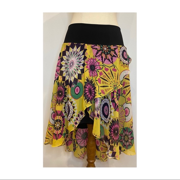 Womens Veducci high low layered skirt lined bright - Picture 2 of 9